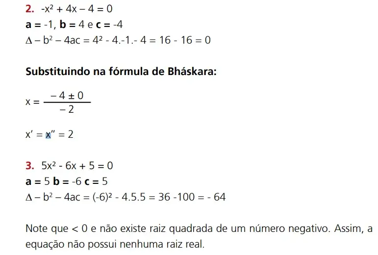 Exercícios sobre equação de 2º grau e fórmula de Bhaskara